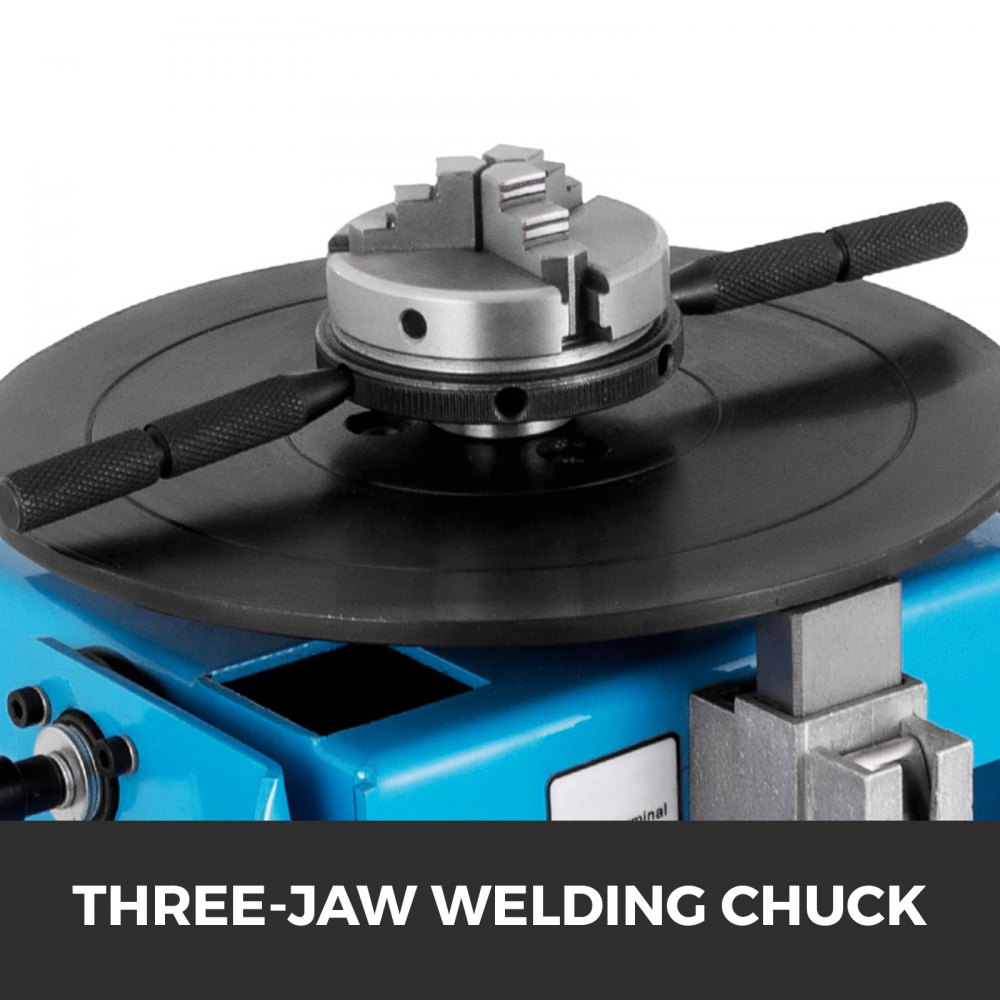 VEVOR 10 KG Rotary Welding Positioner Turntable Table, Mini 2.5 Inch 3 Jaw Lathe Chuck with Pedal, Manual 0-90ºWelding Positioner Chuck 2.5" 3 Jaw Lathe Chuck 180mm Portable Welder Positioner