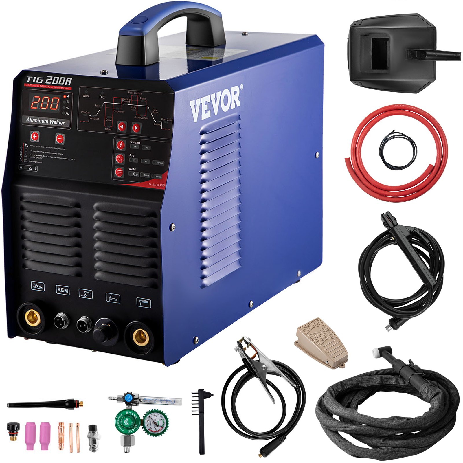 VEVOR TIG MMA ARC Inverter Welding Welder Machine 200A 8.9kVA Portable Welder