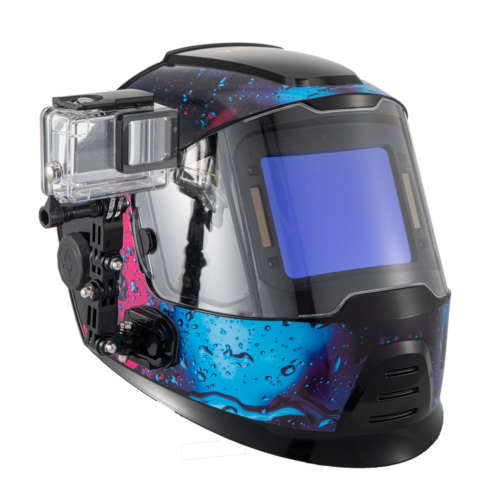 VEVOR Large Viewing 4.25" x 3.23" Auto Darkening Welding Helmet with Side View, True Color Solar Powered Welding Hood, 4 Arc Sensor Wide Shade 4-8/9-13 for TIG MIG Arc Weld Grinding with Go Pro Stand