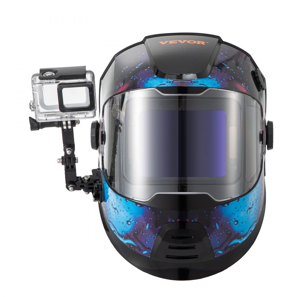 VEVOR Large Viewing 4.25" x 3.23" Auto Darkening Welding Helmet with Side View, True Color Solar Powered Welding Hood, 4 Arc Sensor Wide Shade 4-8/9-13 for TIG MIG Arc Weld Grinding with Go Pro Stand