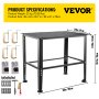VEVOR Adjustable Workbench Steel Frame Garage Work Table 36" x 24" Table Top