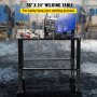 VEVOR Welding Table, 36" x 24" Adjustable Workbench, 0.12" Thick Industrial Workbench, 600lb Load Capacity Metal Workbench, Heavy Duty Carbon Steel Welding Table, Gray Steel Work Table w/ Accessories