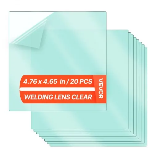 VEVOR Welding Helmet Outer Cover Lens, 20PCS 4.76" x 4.65" Outside Replacement Lens, Filter Protective Clear Covers Compatible with VEVOR CRIUS/METIS Series Auto Darkening Welding Helmets