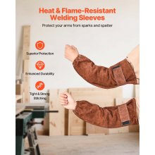 VEVOR Leather Welding Sleeves Heavy Duty Cowhide Flame Resistant Work Sleeves