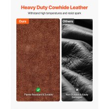 VEVOR Leather Welding Sleeves Heavy Duty Cowhide Flame Resistant Work Sleeves