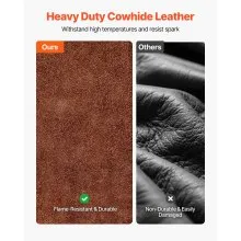 VEVOR Leather Welding Sleeves Heavy Duty Cowhide Flame Resistant Work Sleeves