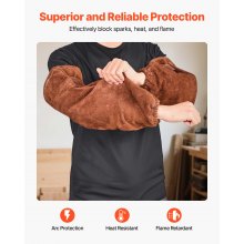 VEVOR Leather Welding Sleeves Heavy Duty Cowhide Flame Resistant Work Sleeves