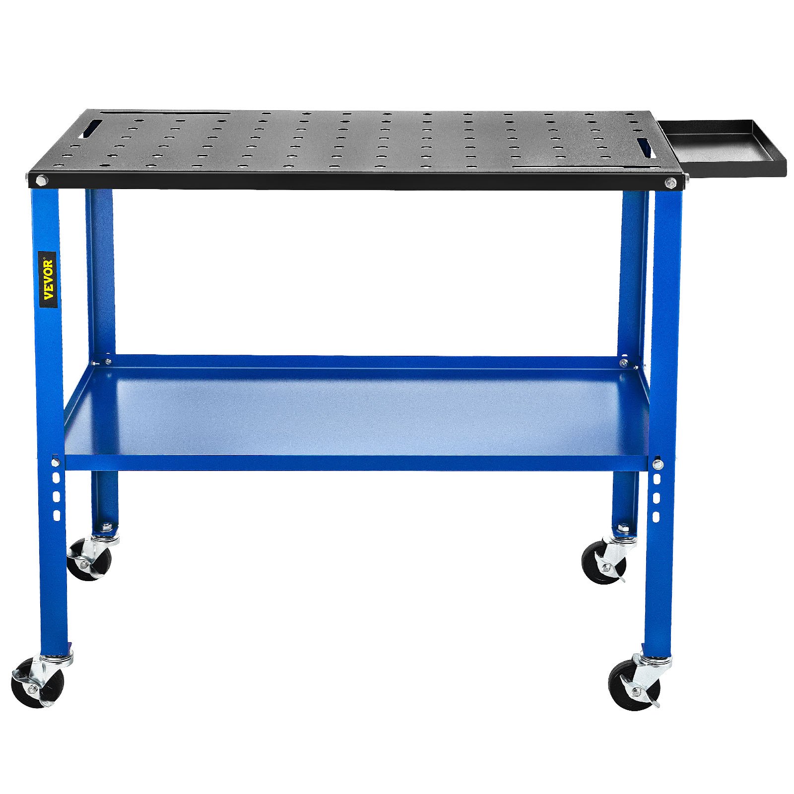 VEVOR Portable Welding Table, 18\" x 36\" Spacious Table Top and 0.11\" Thick Welding Workbench with 1200lb Load Capacity, Adjustable Fabrication Table Wheel for Easy Moving, Extra Middle Shelf for St