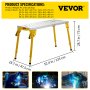 VEVOR Welding Table, 46" x 18" Table Top, Steel Portable Workbench with 1000lb Weight Capacity, 4 Adjustable Height Work Table w/Folding Legs, Carrying Handle and 2 Casters