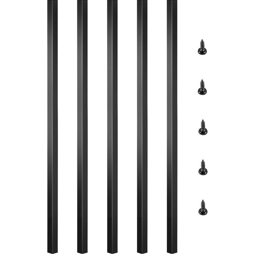 VEVOR deck balusters and screws in black.