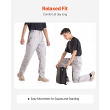 VEVOR FR Pants for Men Flame-Resistant Cargo Pants Multi-Pockets L Size Gray