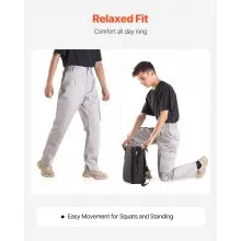 VEVOR FR Pants for Men Flame-Resistant Cargo Pants Multi-Pockets L Size Gray