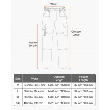 VEVOR FR Pants for Men, 100% Cotton, Flame-Resistant Cargo Pants with Multi-Pockets and Elastic Waist, Reinforced Tear-proof Stitching, Ideal for Welding Work and Casual Wear, L Size, Gray