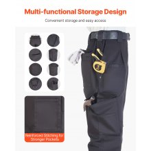 VEVOR FR Pants for Men Flame-Resistant Cargo Pants Multi-Pockets L Size Black
