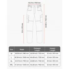 VEVOR FR Pants for Men Flame-Resistant Cargo Pants Multi-Pockets XL Size Black
