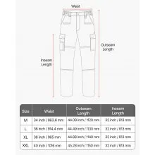 VEVOR FR Pants for Men, 100% Cotton, Flame-Resistant Cargo Pants with Multi-Pockets and Elastic Waist, Reinforced Tear-proof Stitching, Ideal for Welding Work and Casual Wear, XL Size, Black