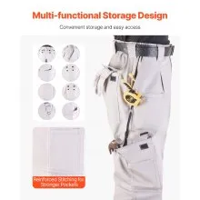 VEVOR FR Pants for Men, 9 oz 100% Cotton, Flame-Resistant Cargo Pants with Multi-Pockets and Elastic Waist, Reinforced Tear-proof Stitching, Ideal for Welding Work and Casual Wear, XL Size, Gray