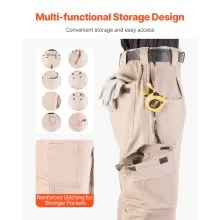 VEVOR FR Pants for Men Flame-Resistant Cargo Pants Multi-Pockets L Size Khaki