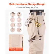 VEVOR FR Pants for Men Flame-Resistant Cargo Pants Multi-Pockets M Size Khaki