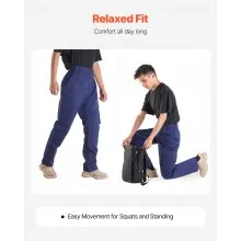 VEVOR FR Pants for Men, 9 oz 100% Cotton, Flame-Resistant Cargo Pants with Multi-Pockets and Elastic Waist, Reinforced Tear-proof Stitching, Ideal for Welding Work and Casual Wear, XXL Size, Dark Blue