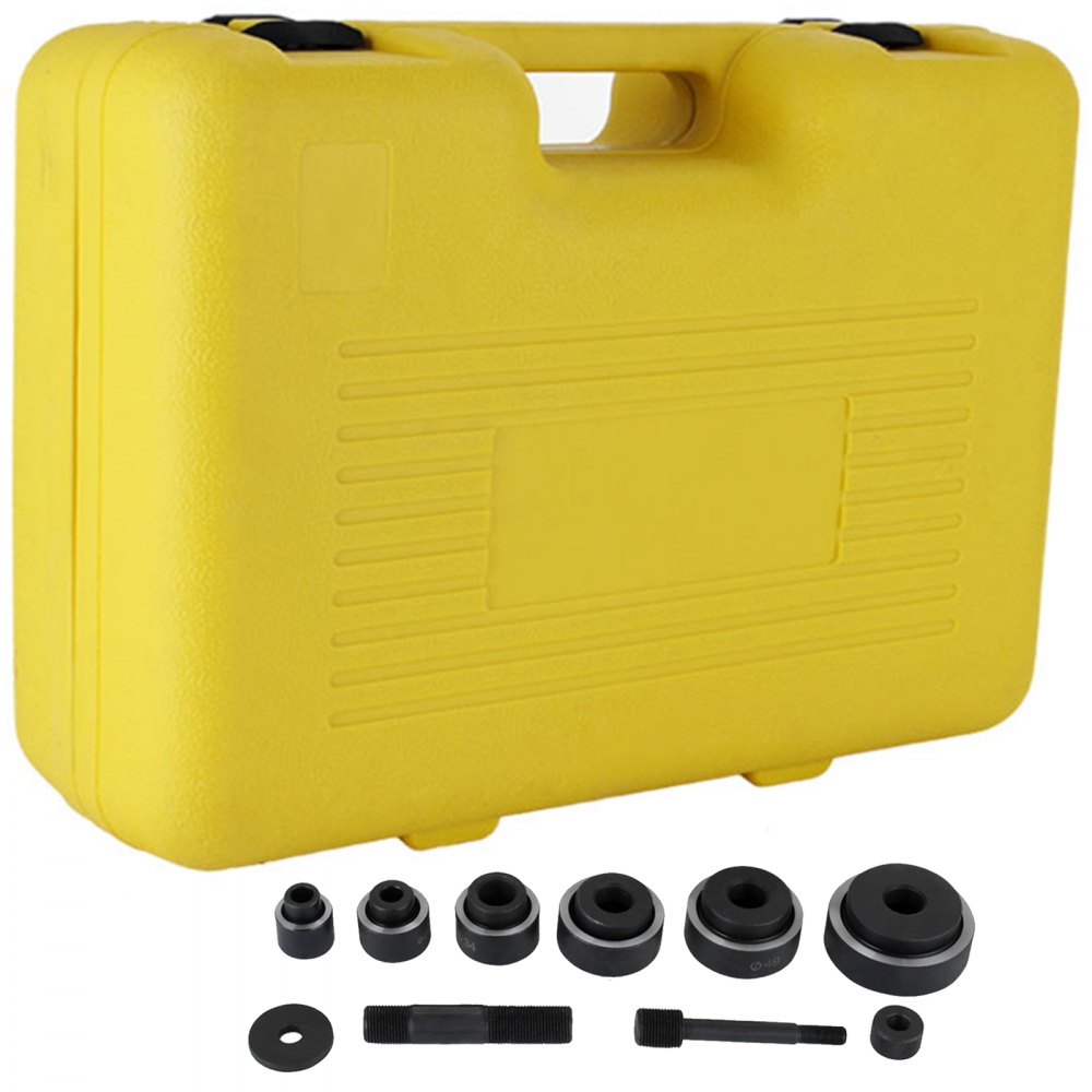 VEVOR 10 Ton 1/2\" to 2\" Hydraulic Knockout Punch Driver Tool Kit Electrical Conduit Hole Cutter Set KO Tool Kit with 6 Dies Hole Complete Tool (Knockout Punches)