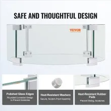 VEVOR Fire Pit Wind Guard, 17 x 6.7 inch Round Glass Flame Shield, 0.24-Inch Thick Fire Table Accessory, Clear Tempered Glass Flame Guard for Propane, Gas, Outdoor, Patio, Backyard