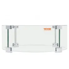 VEVOR Fire Pit Wind Guard, 17 x 6.7 inch Round Glass Flame Shield, 0.24-Inch Thick Fire Table Accessory, Clear Tempered Glass Flame Guard for Propane, Gas, Outdoor, Patio, Backyard