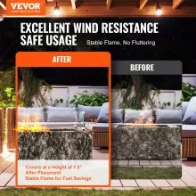 VEVOR Glass Wind Guard for Rectangular Fire Pit Table 30 x 14 x 7.5 Inch, 0.31 inch Thick and Sturdy Tempered Glass Panel with Hard Aluminum Corner Bracket & Rubber Feet, Easy to Assemble
