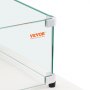 close-up of the corner of a VEVOR glass wind guard showing sturdy brackets and clear glass design.