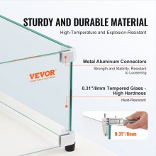 VEVOR üveg szélvédő négyszögletes tűzrakó asztalhoz 924 x 417 x 191 mm, 8 mm vastag és erős edzett üveglap kemény alumínium saroktartóval és gumi lábakkal, könnyen összeszerelhető