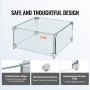 VEVOR Gas Fire Pit Wind Guard for Square Fire Table, 15 x 15 x 7 inch Clear Tempered Wind Guard for Firepits, 0.31 inch Thick Square Glass Shield, Glass Panel with Hard Corner Bracket & Feet