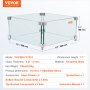 VEVOR Gas Fire Pit Wind Guard for Square Fire Table, 380 x 380 x 180 mm Clear Tempered Wind Guard for Firepits, 8mm Thick Square Glass Shield, Glass Panel with Hard Corner Bracket & Feet