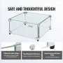 VEVOR Gas Fire Pit Wind Guard for Square Fire Table, 21 x 21 x 7.5 inch Clear Tempered Wind Guard for Firepits, 0.31 inch Thick Square Glass Shield, Glass Panel with Hard Corner Bracket & Feet