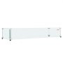 VEVOR glass wind guard with metal connectors, clear glass panels, and protective rubber feet.