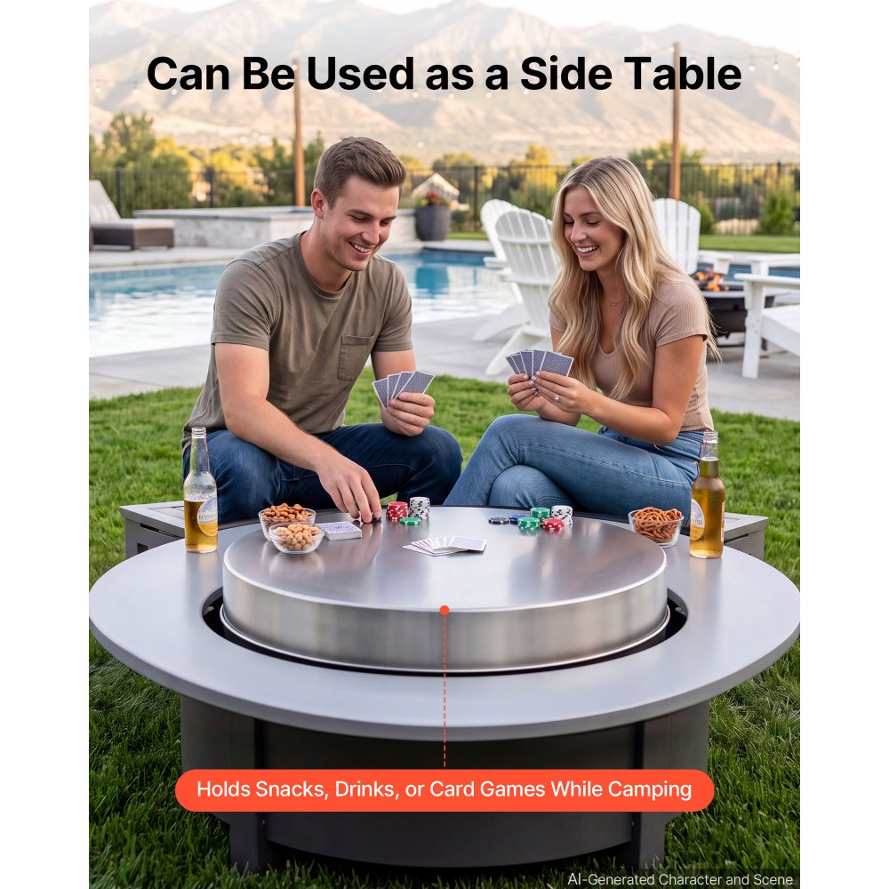 VEVOR Fire Pit Cover, 50.8 cm Bonfire Cover Lid, Premium 304 Stainless Steel, for Outdoor, Patio, Backyard, Camping, Party, High Temperature Tolerant, Help Contain Ash, Versatile Tabletop Accessory
