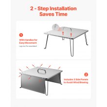 Fire Pit Heat Deflector 25x25x14 in Outdoor Burner Cover Stainless Steel