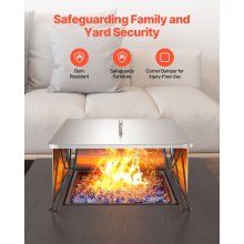 Fire Pit Heat Deflector 25x25x14 in Outdoor Burner Cover Stainless Steel