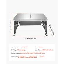 Fire Pit Heat Deflector 25x25x14 in Outdoor Burner Cover Stainless Steel