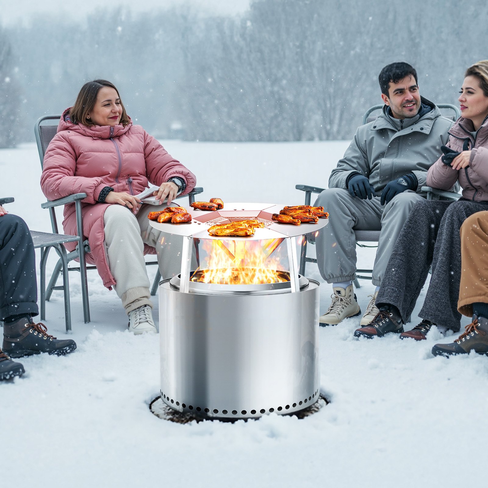 VEVOR Fire Pit Heat Deflector for Solo Stove, 508 mm Round for Wood Burning Fire Pit, 304 Stainless Steel Heat Diffuser, Detachable Burner Cover Camping Accessories