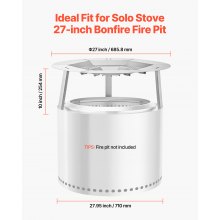 Fire Pit Heat Deflector for Solo Stove Yukon 27 in Bonfire Stainless Steel