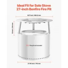 Fire Pit Heat Deflector for Solo Stove Yukon 27 in Bonfire Stainless Steel