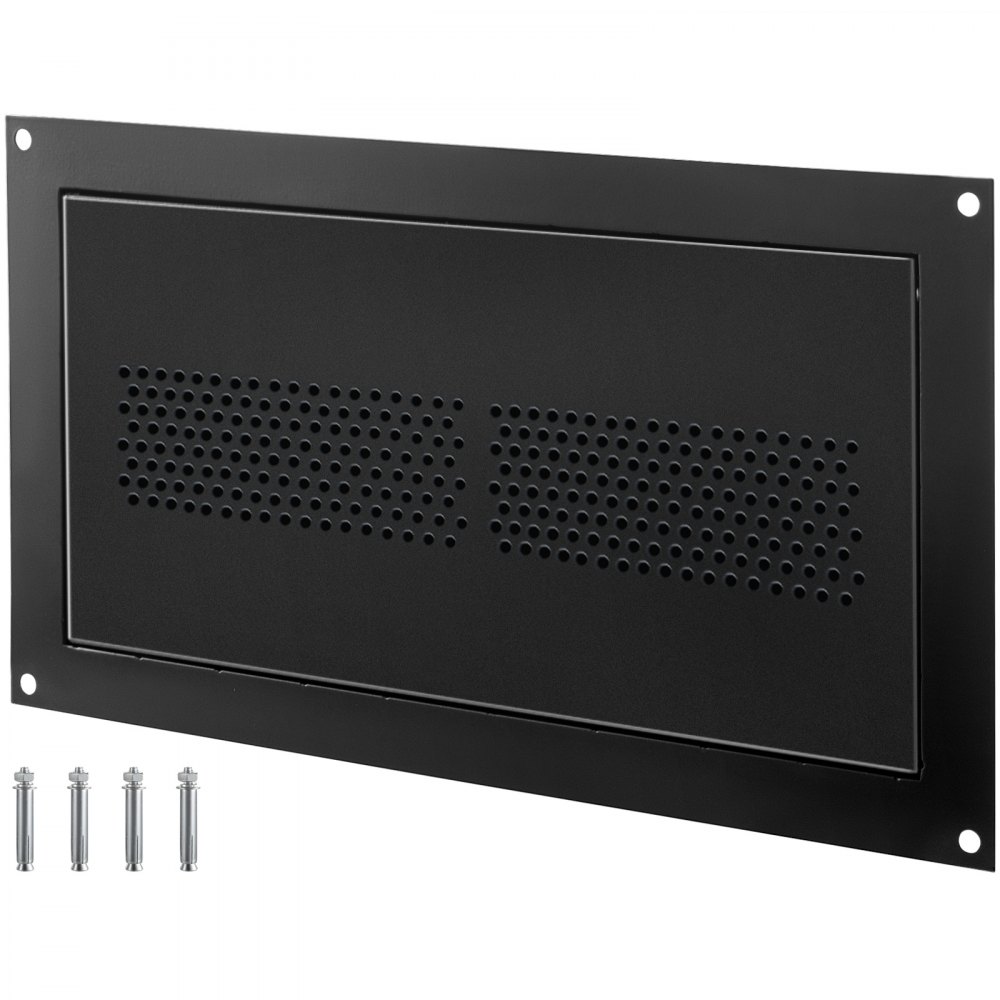 black VEVOR flood vent with perforated panel and four mounting screws.