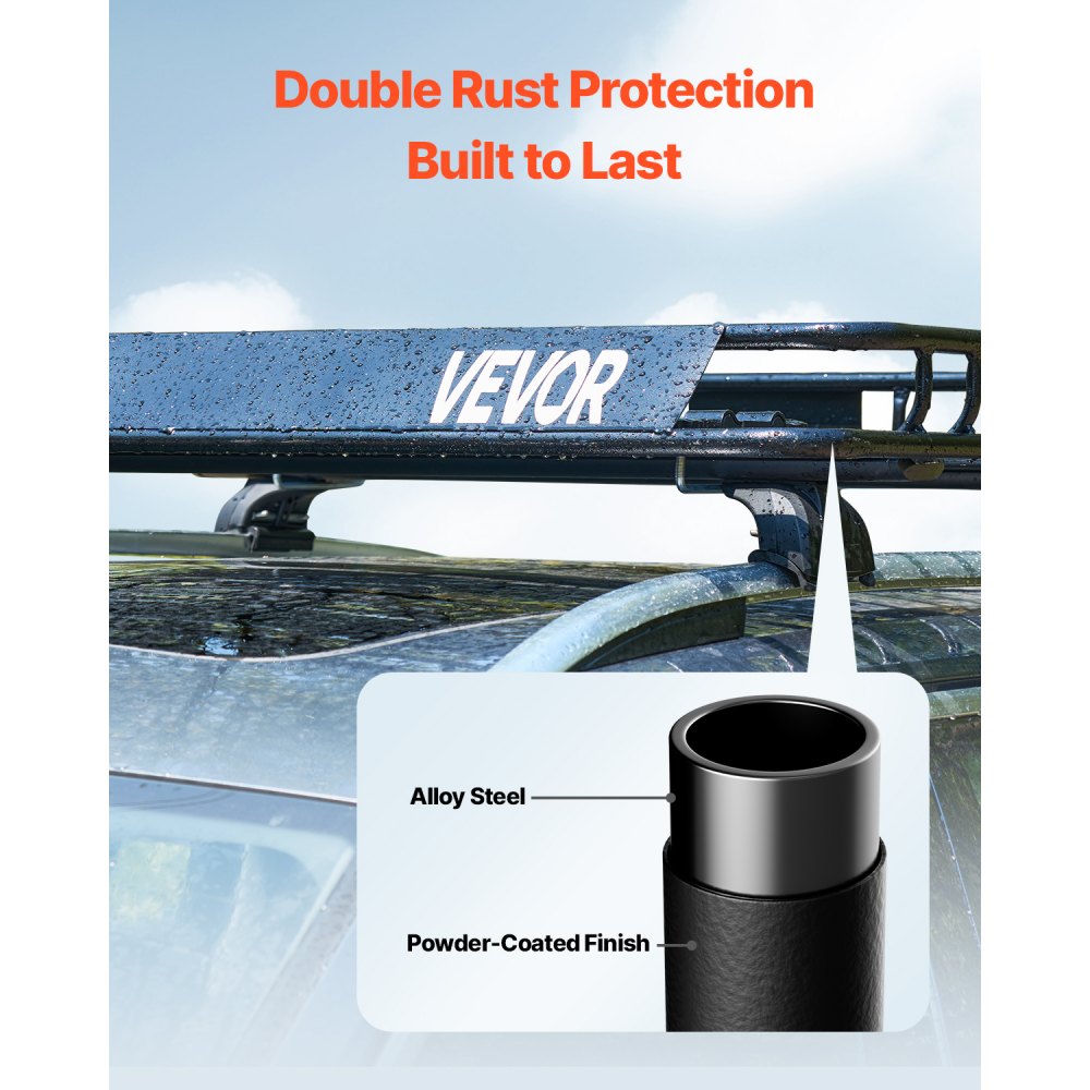 VEVOR Roof Rack Cargo Carrier, 1095 x 1270 x 105 mm, Universal Rooftop Cargo Basket, Car Top Luggage Holder with 68 kg Max Load Capacity, 4.1 in Fence, Anti-Rust Alloy Steel, Wind Fairing, for SUV Car