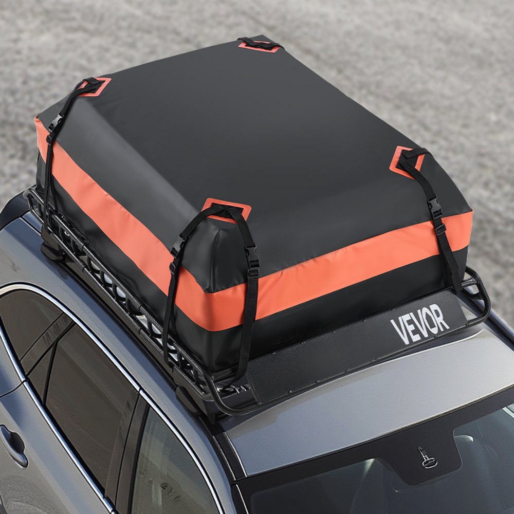 VEVOR Roof Rack Basket, 1300 x 910 x 105 mm, Universal Rooftop Cargo Carrier with 44.1 x 34.3 x 10.2 in Cargo Bag, Net, Ratchet Straps, 90.7 kg Max Load Capacity Car Top Luggage Holder, for SUV Car