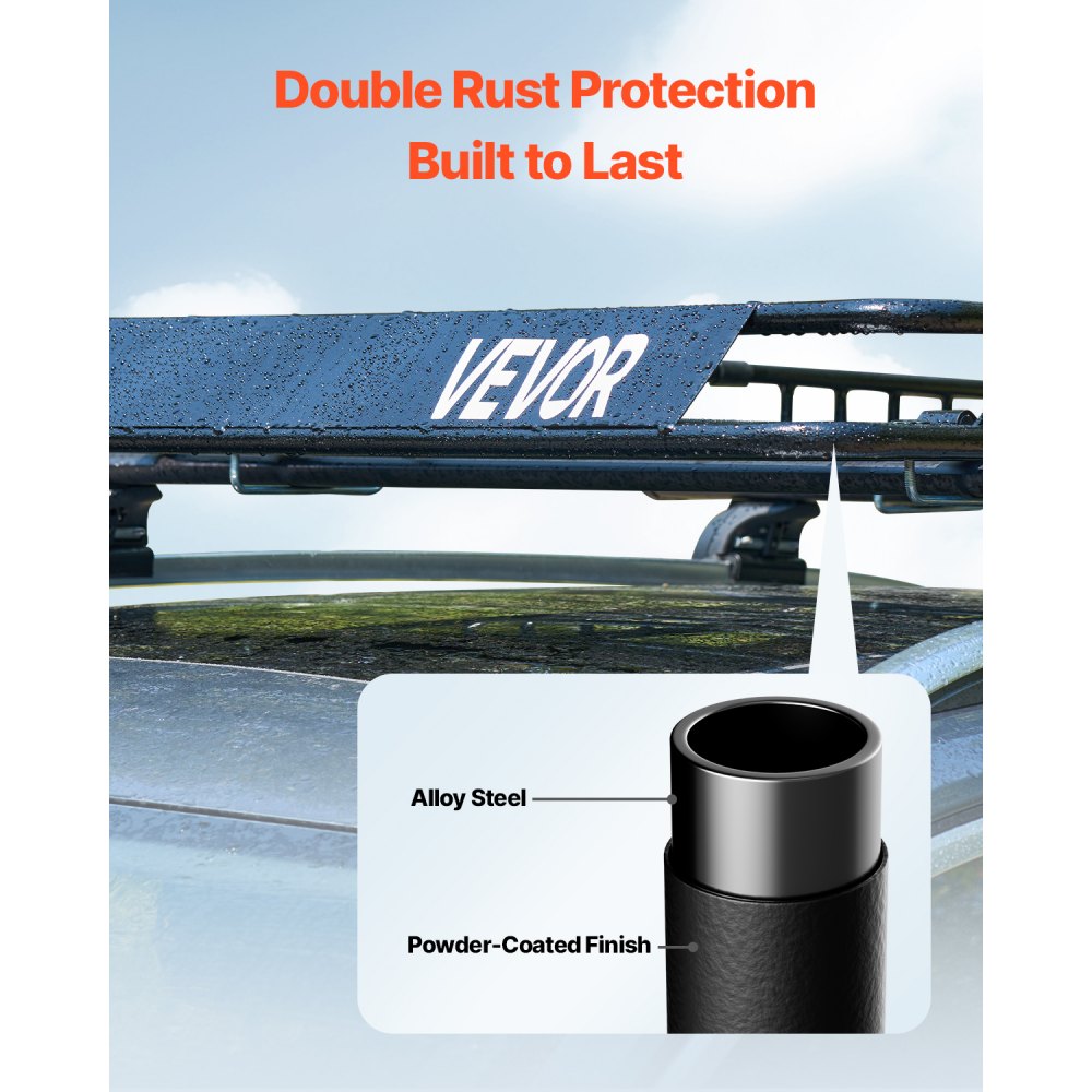 VEVOR Roof Rack Basket, 1625 x 990 x 105 mm, Universal Rooftop Cargo Carrier with 1120 x 870 x 260 mm Cargo Bag, Net, Ratchet Straps, 113.4 kg Max Load Capacity Car Top Luggage Holder, for SUV Car