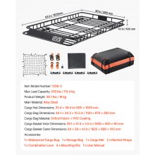 Universal Roof Rack Cargo Carrier Basket 64x39x4.1 in Car Top Luggage Holder Bag