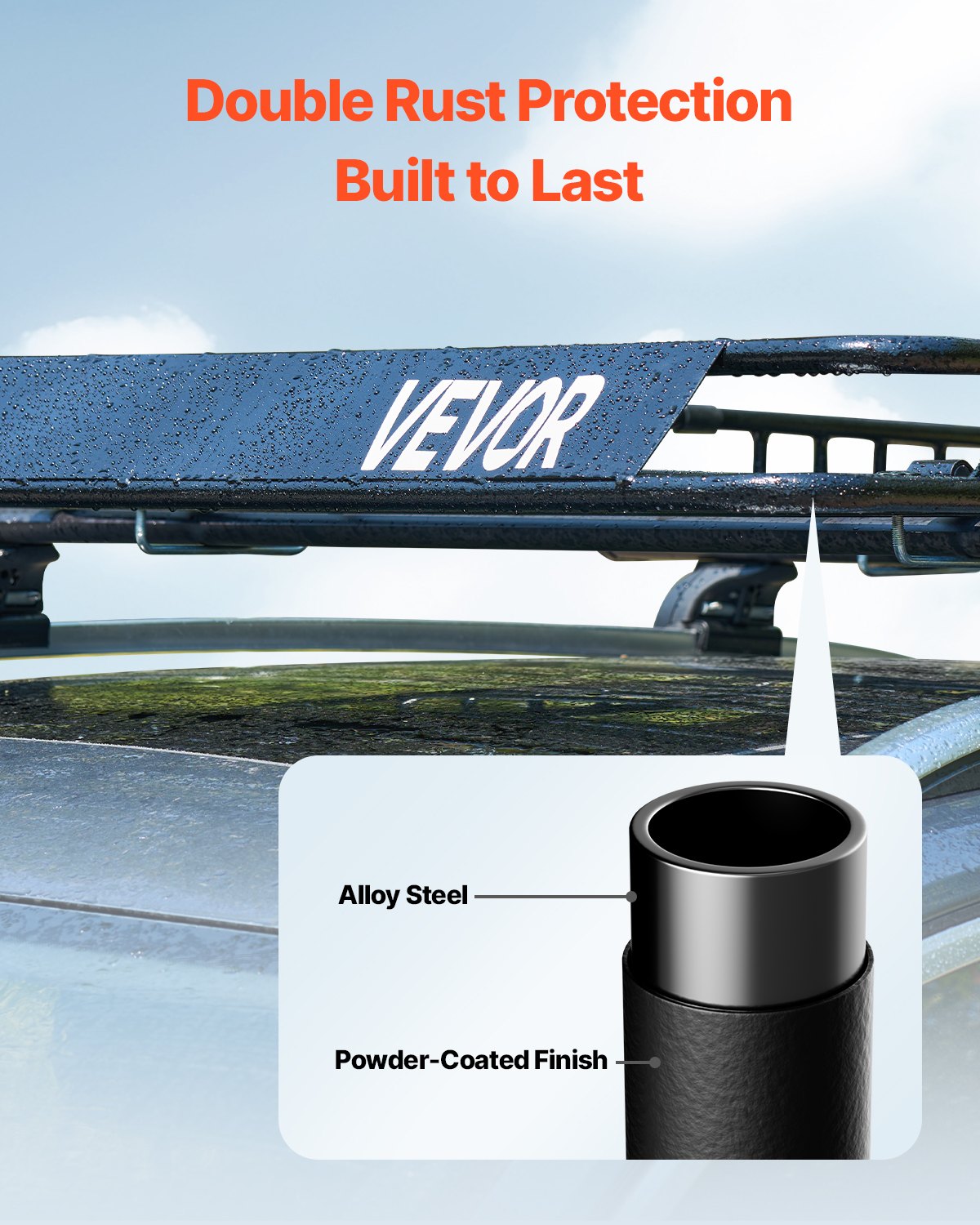 VEVOR Roof Rack Basket, 1625 x 990 x 105 mm, Universal Rooftop Cargo Carrier with 1120 x 870 x 260 mm Cargo Bag, Net, Ratchet Straps, 113.4 kg Max Load Capacity Car Top Luggage Holder, for SUV Car