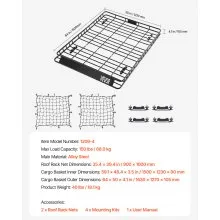 Universal Roof Rack Cargo Carrier Basket 64x50x4.1 in Car Top Luggage Holder Net