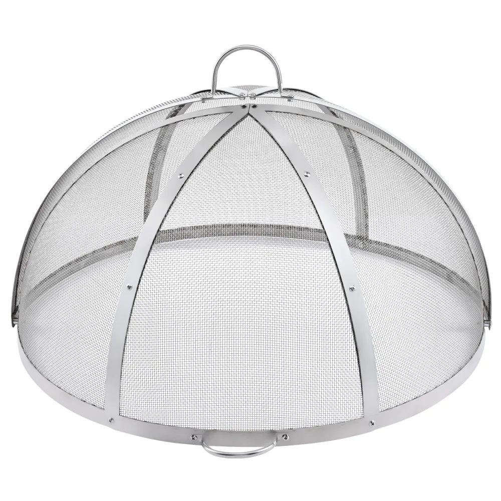 metal mesh VEVOR firepit spark screen with handle and reinforced frame for safety usage.