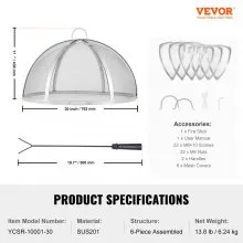 VEVOR Firepit Spark Screen Lid, 30" Diameter, Outdoor Firepit Ring Cover Round Accessories, Fire Pit Metal Cover, Easy-Opening Stainless Steel Fire Ring Covers for Outdoor Patio Fire Pits Backyard